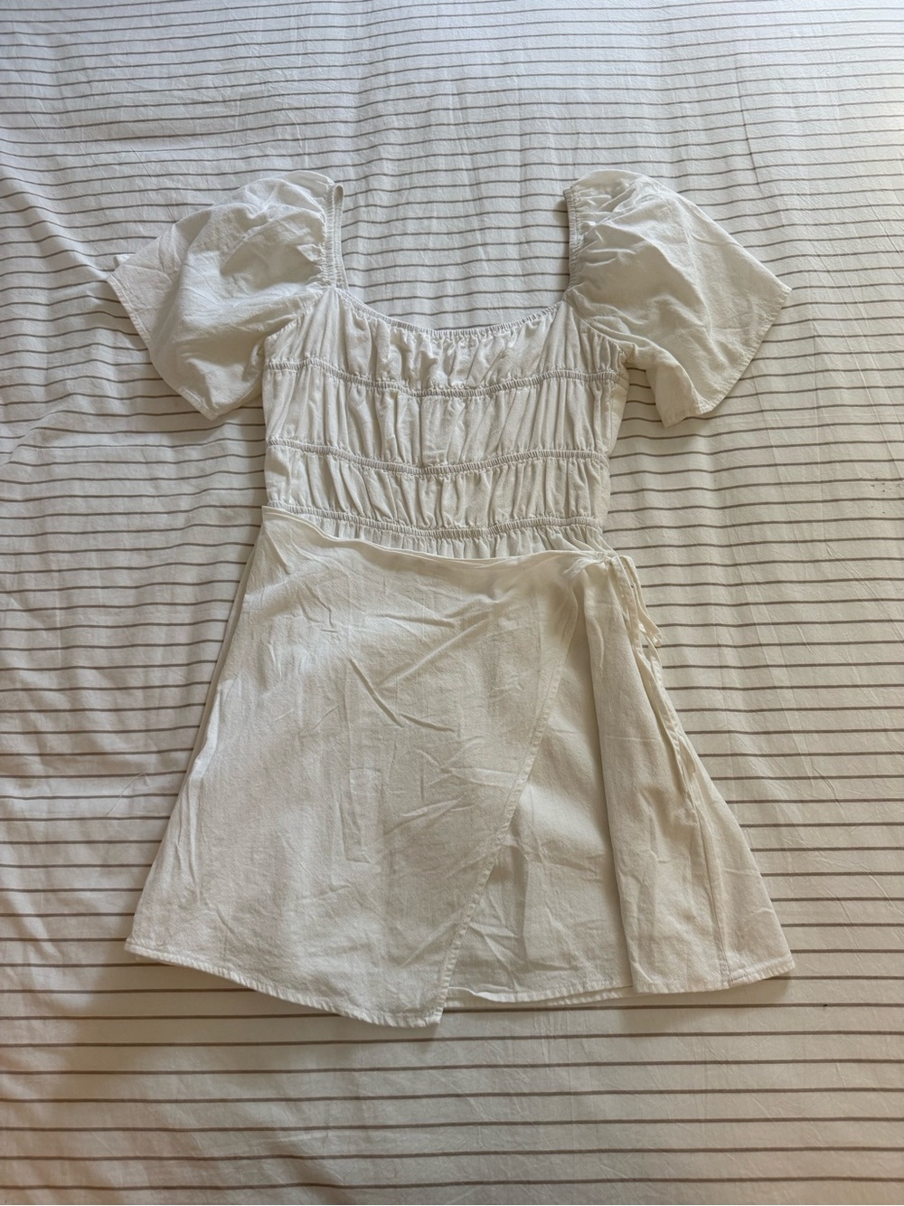 Sabo Skirt White Mini Dress with Puff Sleeves